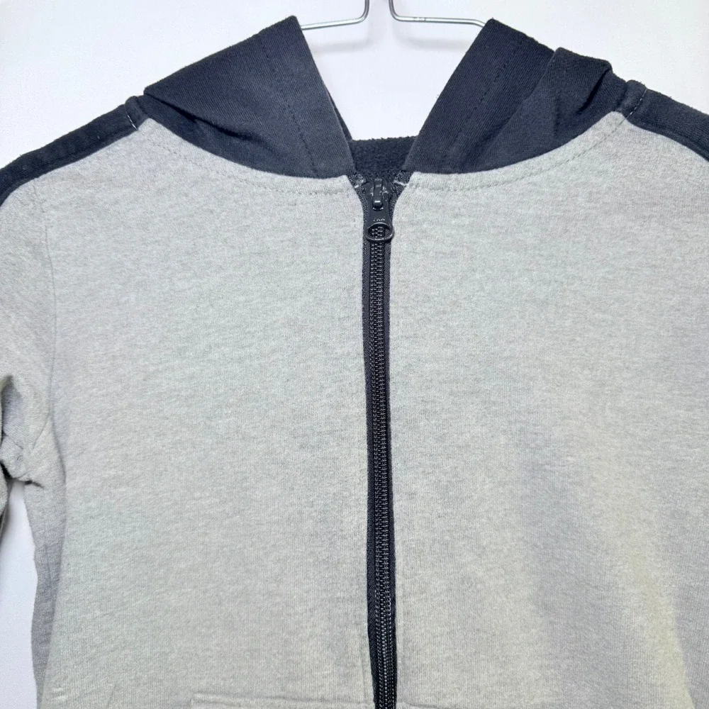 Carters Kid Boys Gray Black Stripe‎ Full Zip Hoodie Sweatshirt Size 7/7A